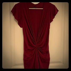 Super low cut dark rose blouse